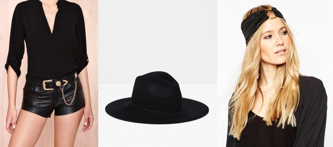 From left to right: Nastygal Not my first rodeo belt, ZARA Special edition hat, ASOS 70s circle turban headband